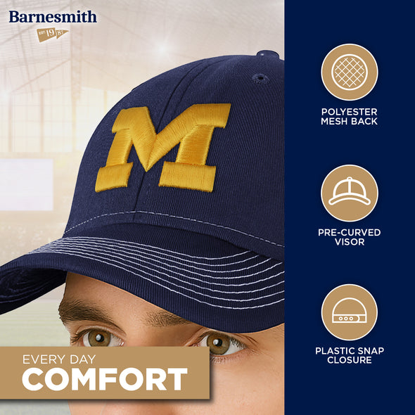 University of Michigan Sideline Trucker Hat One-Size (Navy/White)