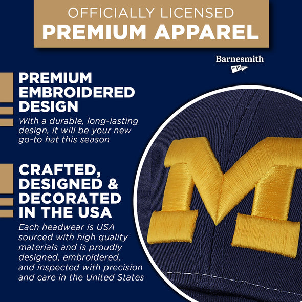 University of Michigan Sideline Trucker Hat One-Size (Navy/White)