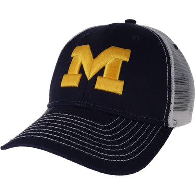 University of Michigan Sideline Trucker Hat One-Size (Navy/White)