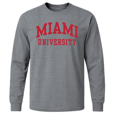 Miami University Classic Long Sleeve T-Shirt (Charcoal Grey)