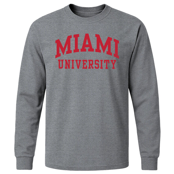 Miami University Classic Long Sleeve T-Shirt (Charcoal Grey)