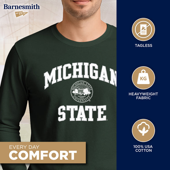 Michigan State University Heritage Long Sleeve T-Shirt (Hunter Green)