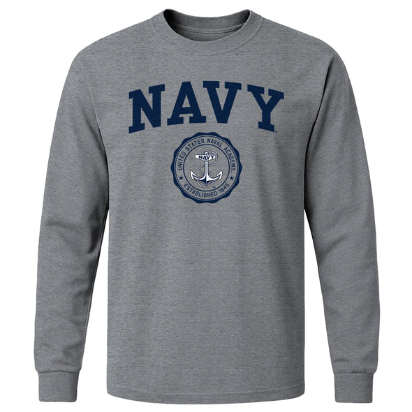 Navy Heritage Long Sleeve T-Shirt (Charcoal Grey)