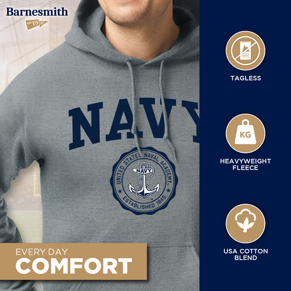 Navy Heritage Hooded Sweatshirt (Charcoal Grey)