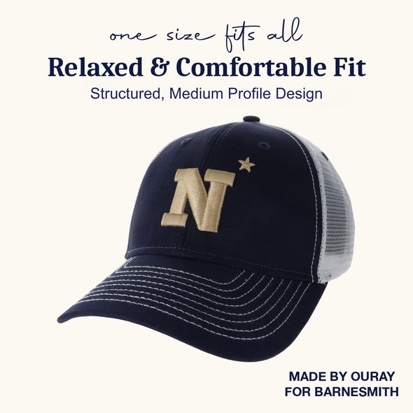 US Naval Academy (Navy) Sideline Trucker Hat One-Size (Navy/White)