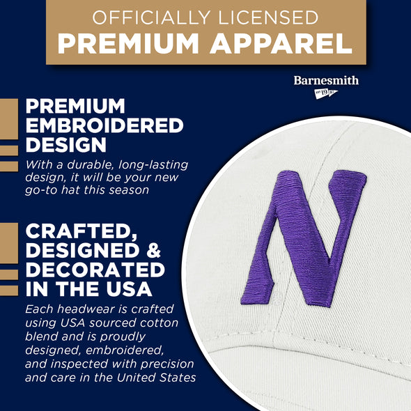 Northwestern University Spirit Baseball Hat One-Size (White)