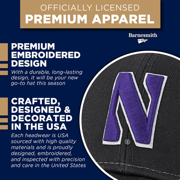 Northwestern University Sideline Trucker Hat One-Size (Dark Grey/White)