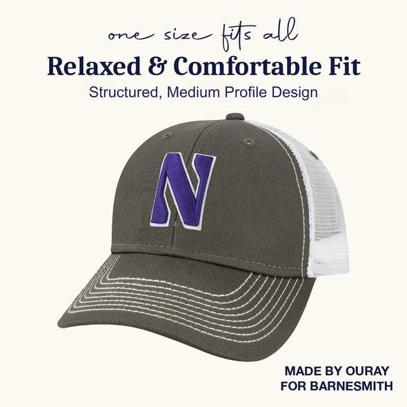 Northwestern University Sideline Trucker Hat One-Size (Dark Grey/White)