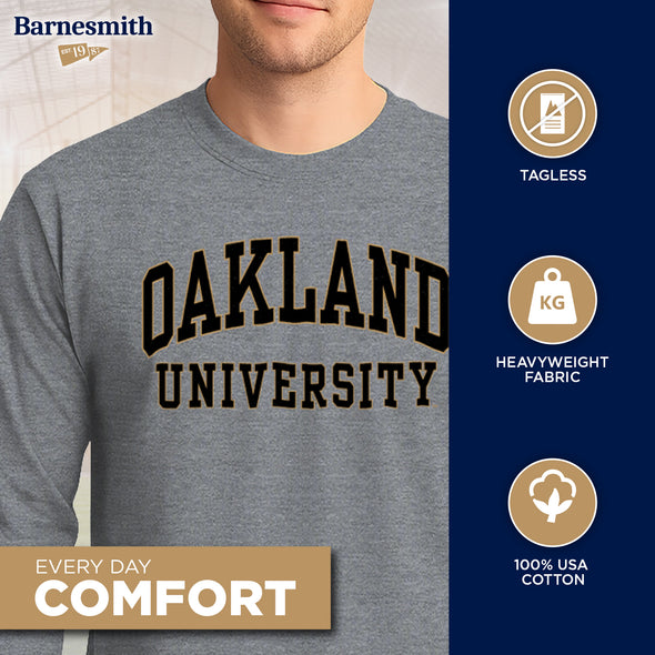 Oakland University Classic Long Sleeve T-Shirt (Charcoal Grey)