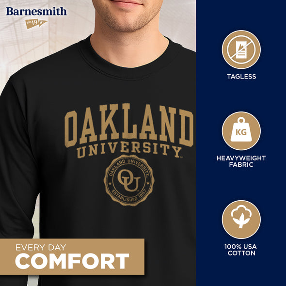 Oakland University Heritage Long Sleeve T-Shirt (Black)