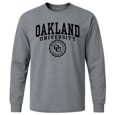 Oakland University Heritage Long Sleeve T-Shirt (Charcoal Grey)