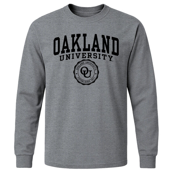 Oakland University Heritage Long Sleeve T-Shirt (Charcoal Grey)