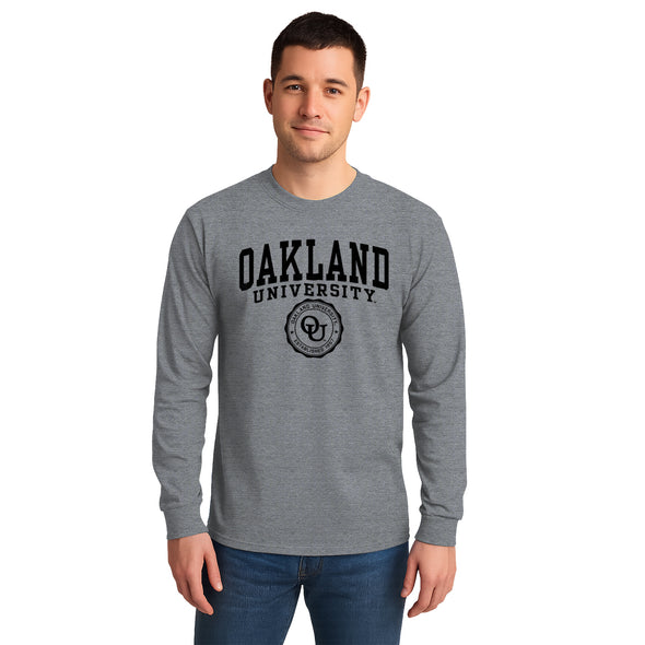 Oakland University Heritage Long Sleeve T-Shirt (Charcoal Grey)