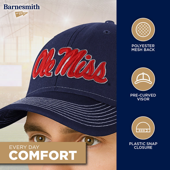 University of Mississippi Sideline Trucker Hat One-Size (Navy/White)