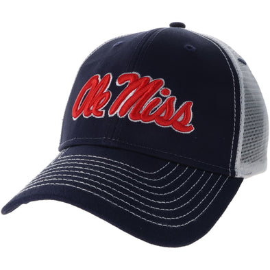 University of Mississippi Sideline Trucker Hat One-Size (Navy/White)