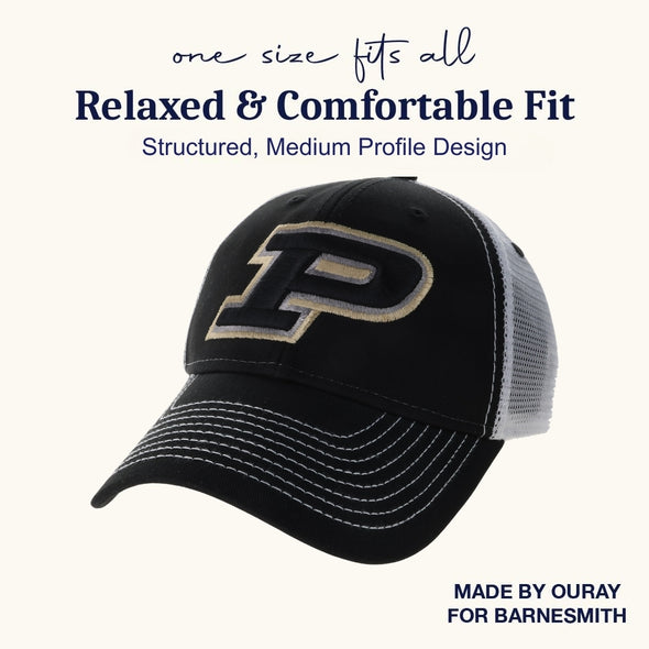 Purdue University Sideline Trucker Hat One-Size (Black/White)