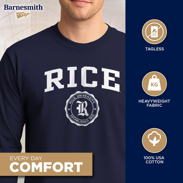 Rice University Heritage Long Sleeve T-Shirt (Navy)
