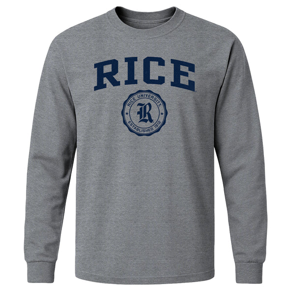 Rice University Heritage Long Sleeve T-Shirt (Charcoal Grey)