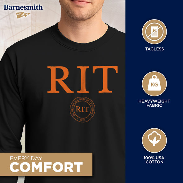 Rochester Institute of Technology Heritage Long Sleeve T-Shirt (Black)
