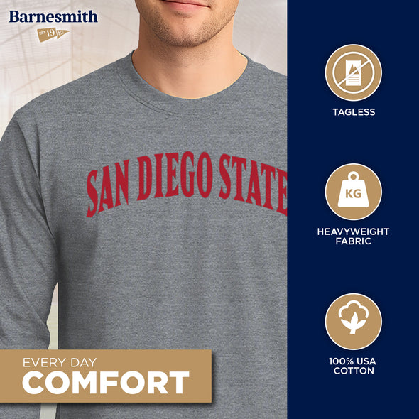 San Diego State University Classic Long Sleeve T-Shirt (Charcoal Grey)