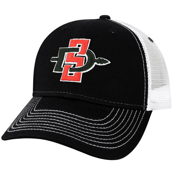 San Diego State University Sideline Trucker Hat One-Size (Black/White)