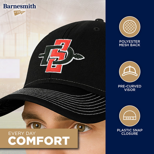 San Diego State University Sideline Trucker Hat One-Size (Black/White)