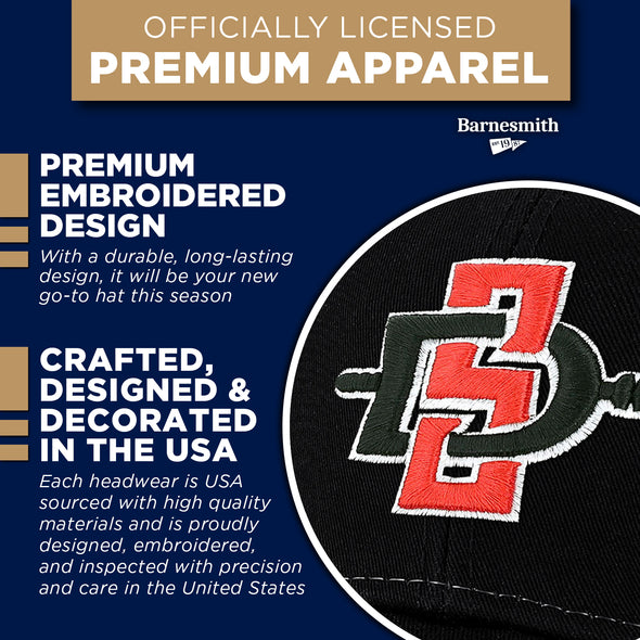 San Diego State University Sideline Trucker Hat One-Size (Black/White)