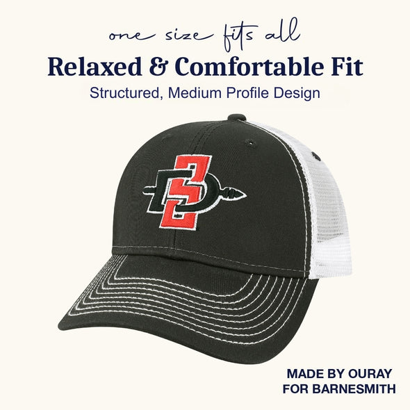 San Diego State University Sideline Trucker Hat One-Size (Black/White)