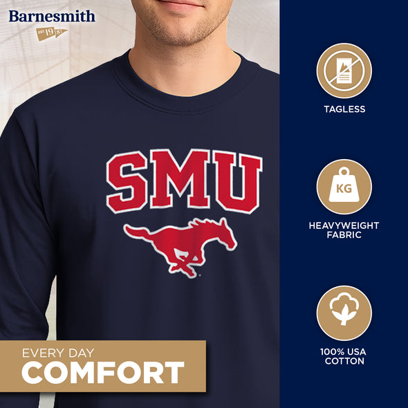 Southern Methodist University Heritage Long Sleeve T-Shirt (Navy)