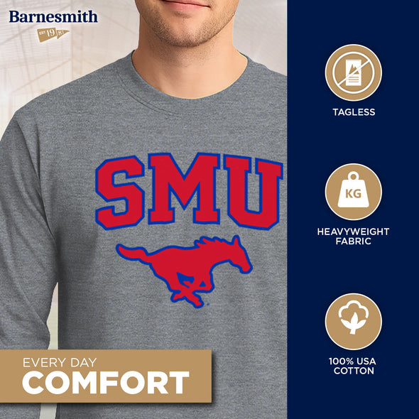 Southern Methodist University Heritage Long Sleeve T-Shirt (Charcoal Grey)