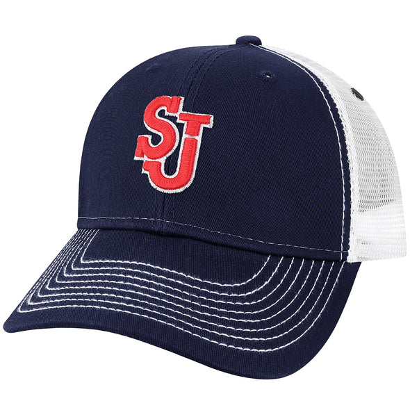 St. John's University Sideline Trucker Hat One-Size (Navy/White)