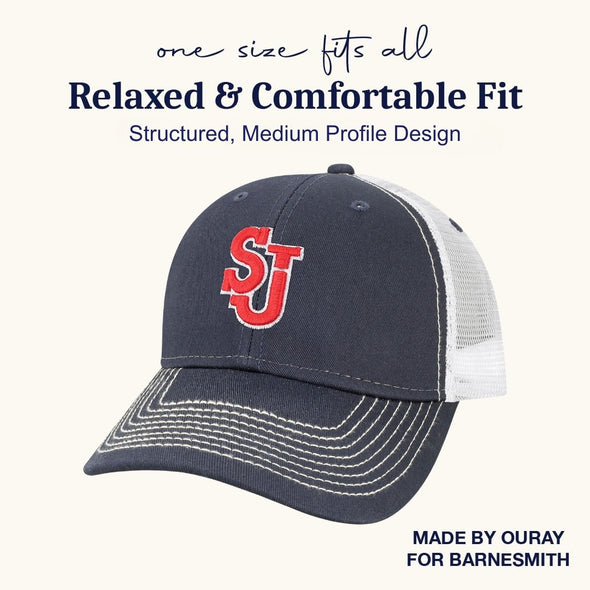 St. John's University Sideline Trucker Hat One-Size (Navy/White)