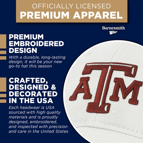 Texas A&M University Spirit Baseball Hat One-Size (White)