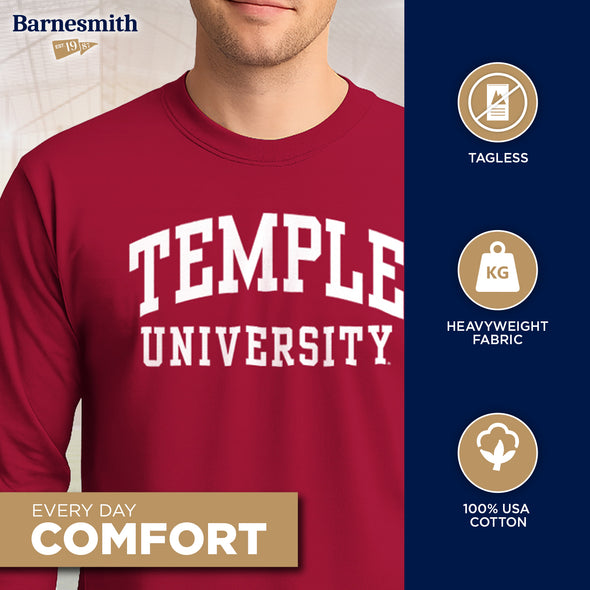 Temple University Classic Long Sleeve T-Shirt (Cardinal)