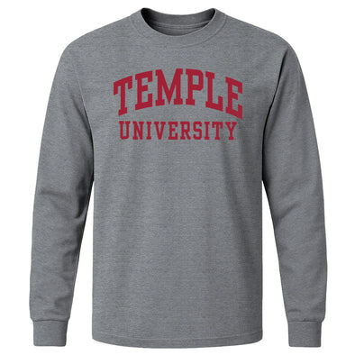 Temple University Classic Long Sleeve T-Shirt (Charcoal Grey)