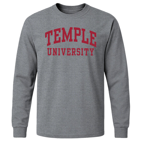 Temple University Classic Long Sleeve T-Shirt (Charcoal Grey)