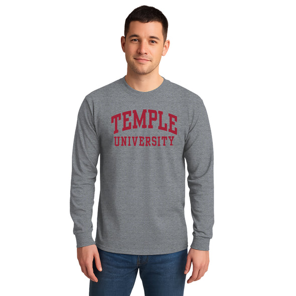 Temple University Classic Long Sleeve T-Shirt (Charcoal Grey)