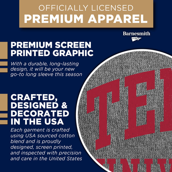 Temple University Classic Long Sleeve T-Shirt (Charcoal Grey)
