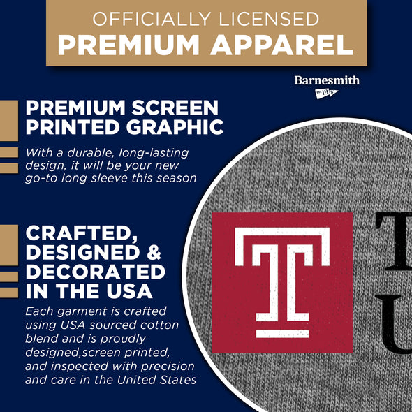 Temple University Heritage Long Sleeve T-Shirt II (Charcoal Grey)