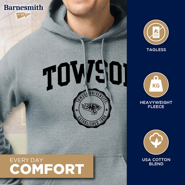Towson University Heritage Hooded Sweatshirt (Charcoal Grey)