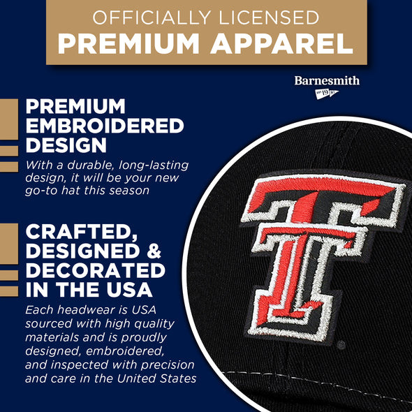 Texas Tech University Sideline Trucker Hat One-Size (Black/White)
