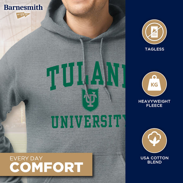 Tulane University Heritage Hooded Sweatshirt (Charcoal Grey)
