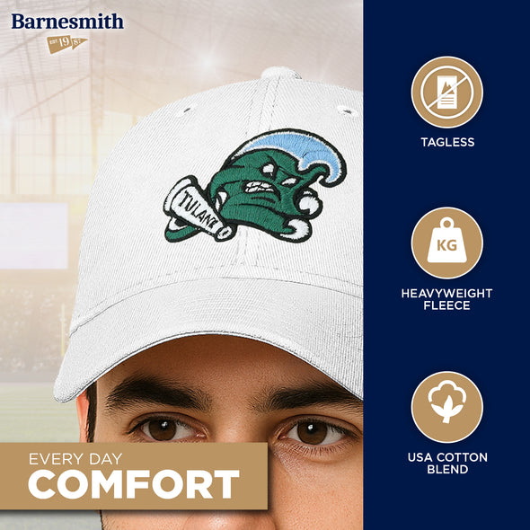 Tulane University Spirit Baseball Hat One-Size (White)