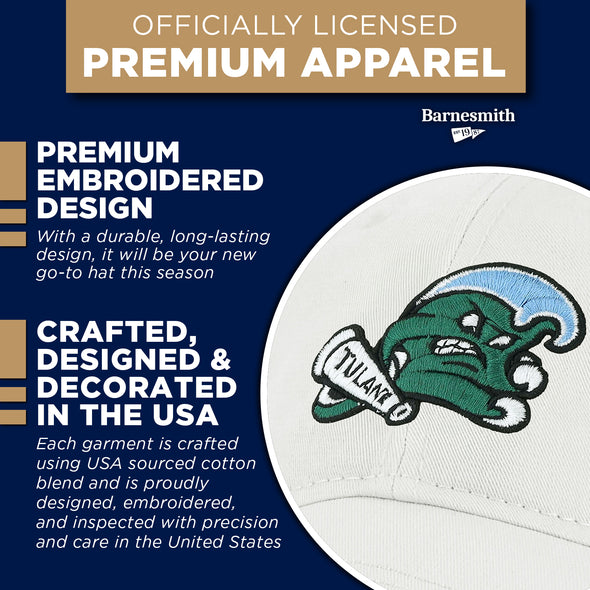 Tulane University Spirit Baseball Hat One-Size (White)