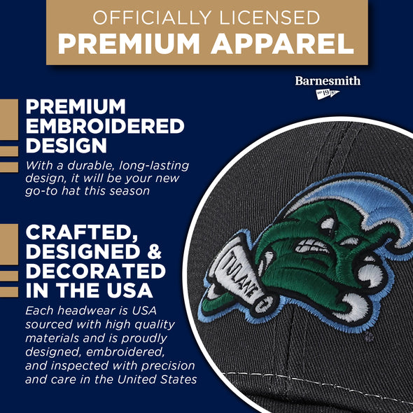Tulane University Sideline Trucker Hat One-Size (Dark Grey/White)