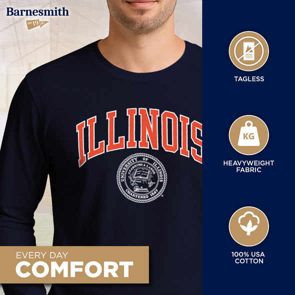 University of Illinois Heritage Long Sleeve T-Shirt (Navy)