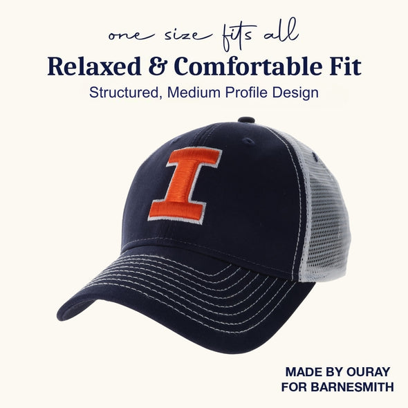 University of Illinois Sideline Trucker Hat One-Size (Navy/White)