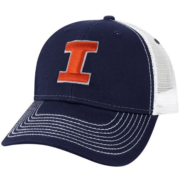 University of Illinois Sideline Trucker Hat One-Size (Navy/White)