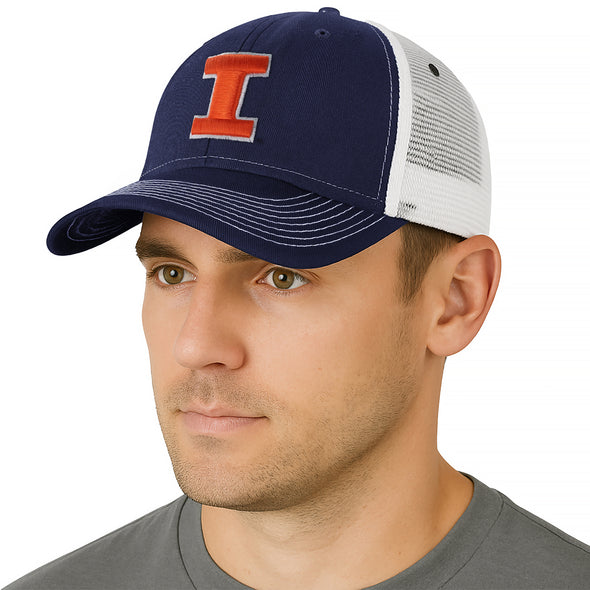 University of Illinois Sideline Trucker Hat One-Size (Navy/White)