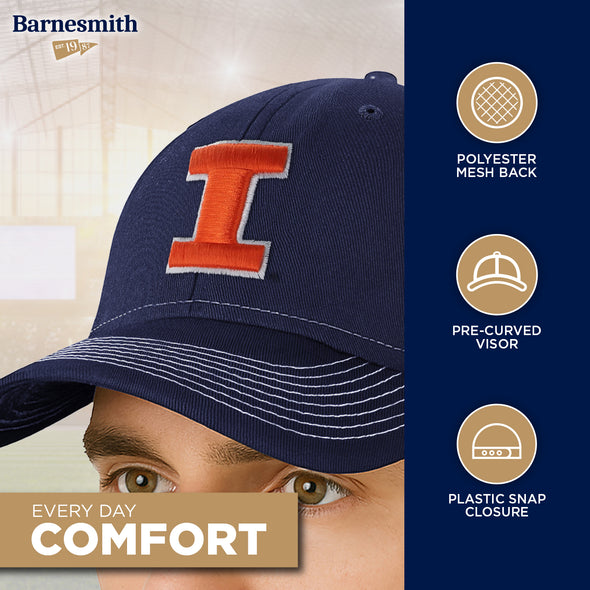University of Illinois Sideline Trucker Hat One-Size (Navy/White)